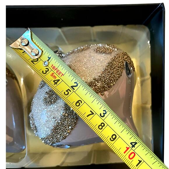 Christian Lacroix Beaded Glass Ornament Set of 3 Iridescent Pink & Gold NEW - Picture 14 of 16